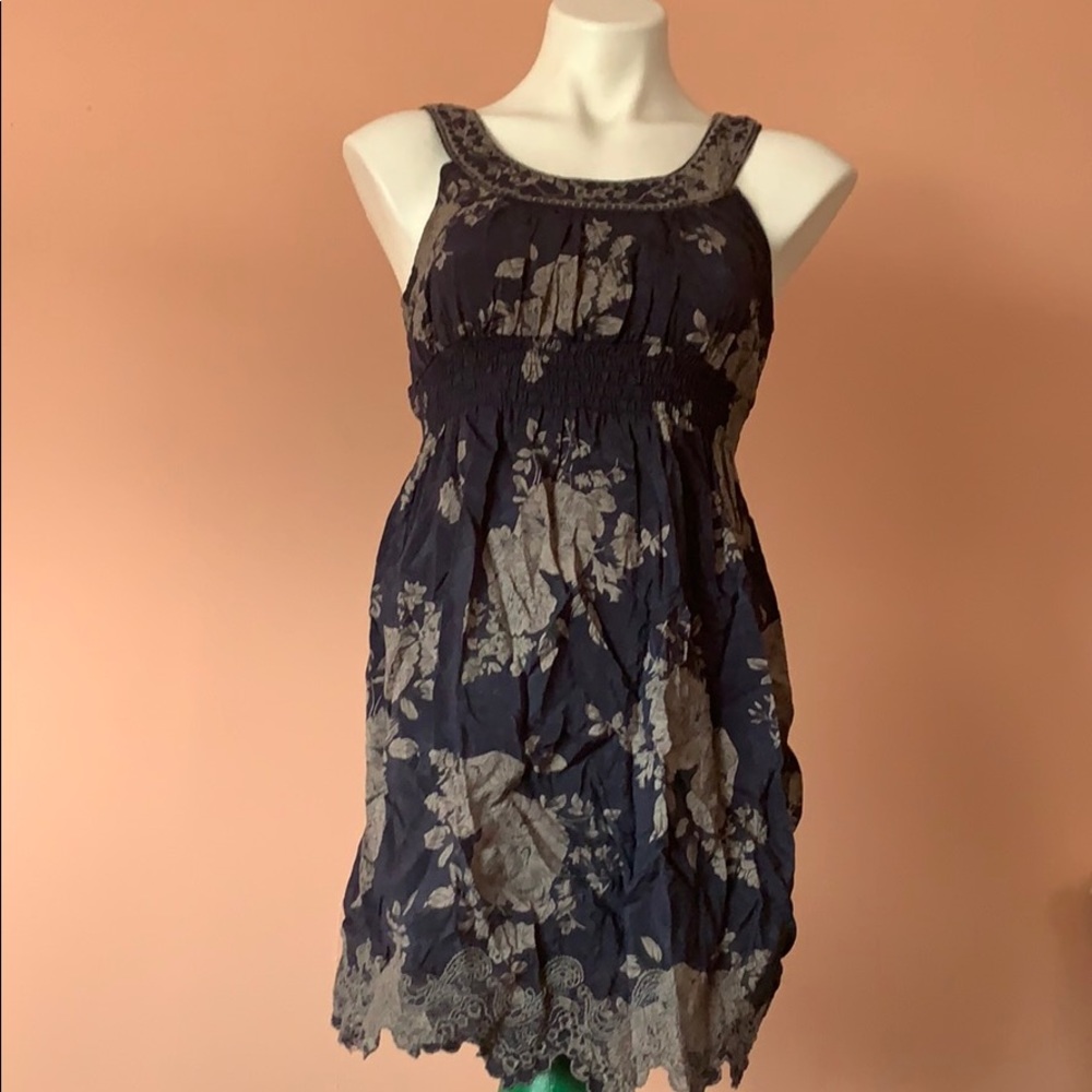 Never worn blue and gray floral patterned top